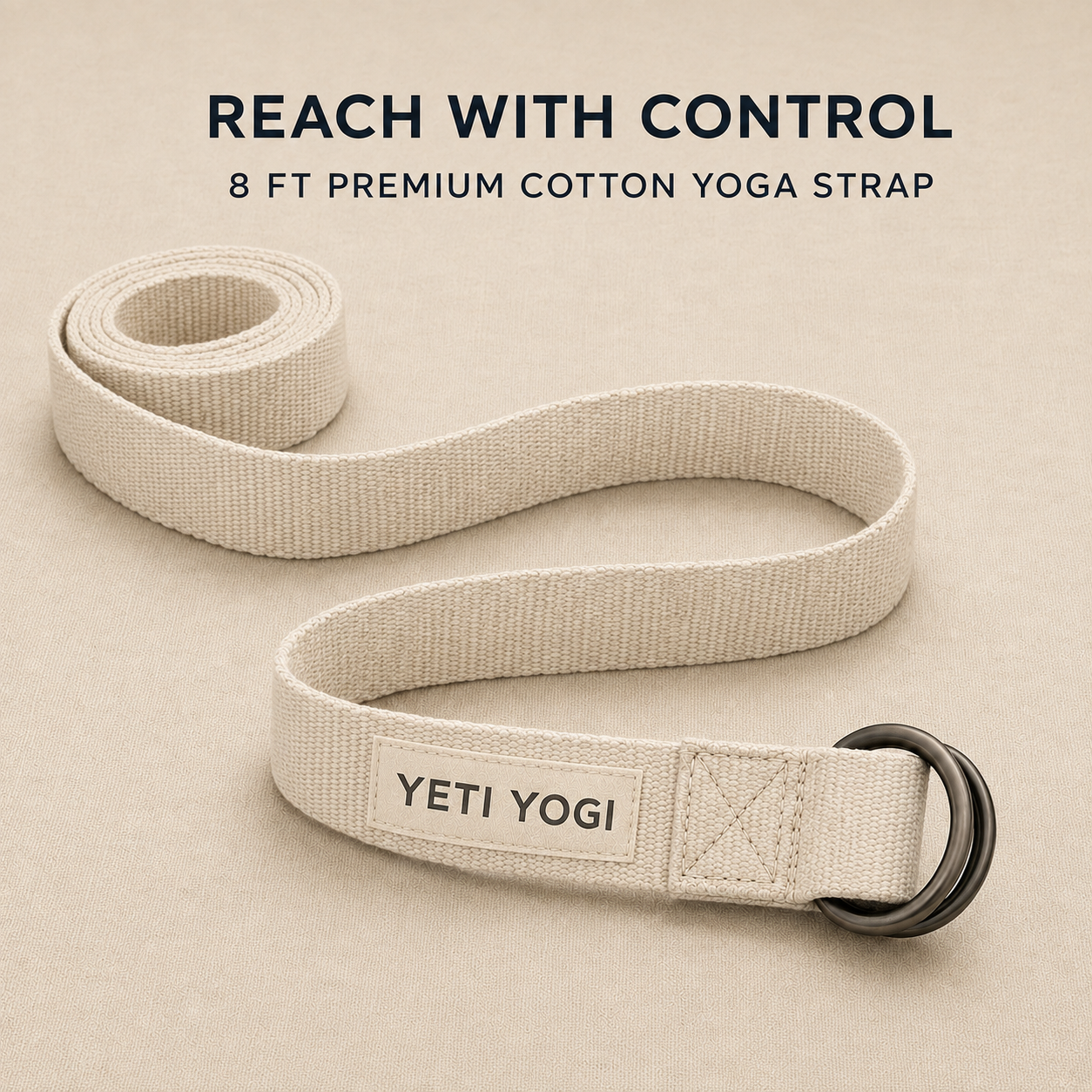 YETI YOGI Natural Ivory cotton yoga strap hero