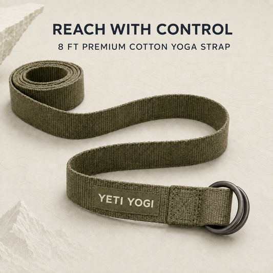 YETI YOGI cotton yoga strap in Olive Green