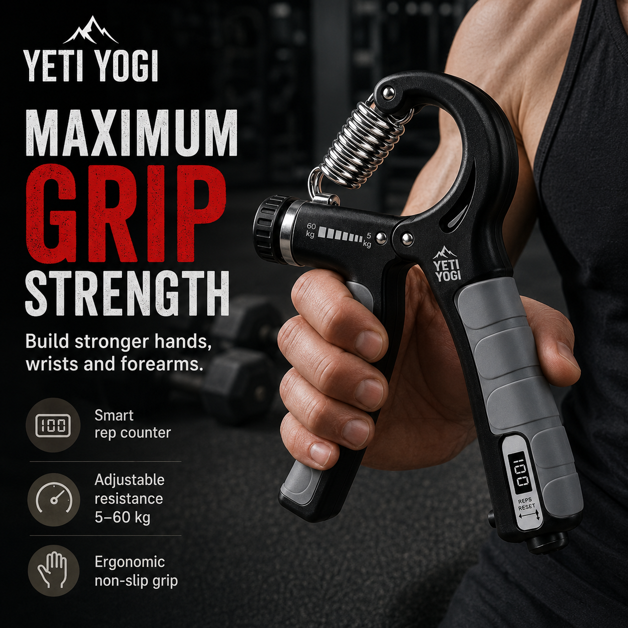 YETI YOGI Counter Hand Gripper Midnight Black use case grip strength