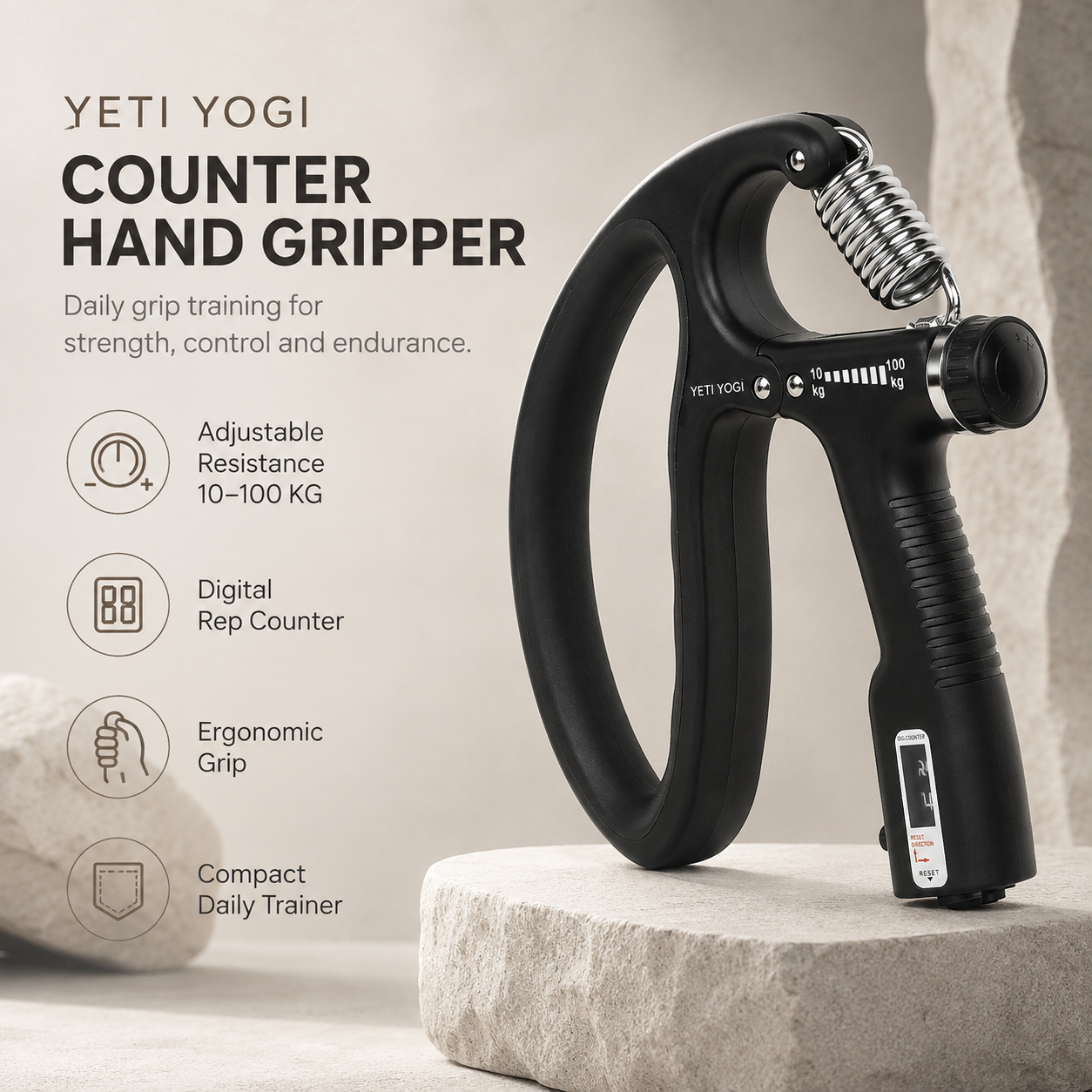YETI YOGI Counter Hand Gripper Midnight Black Loop Grip