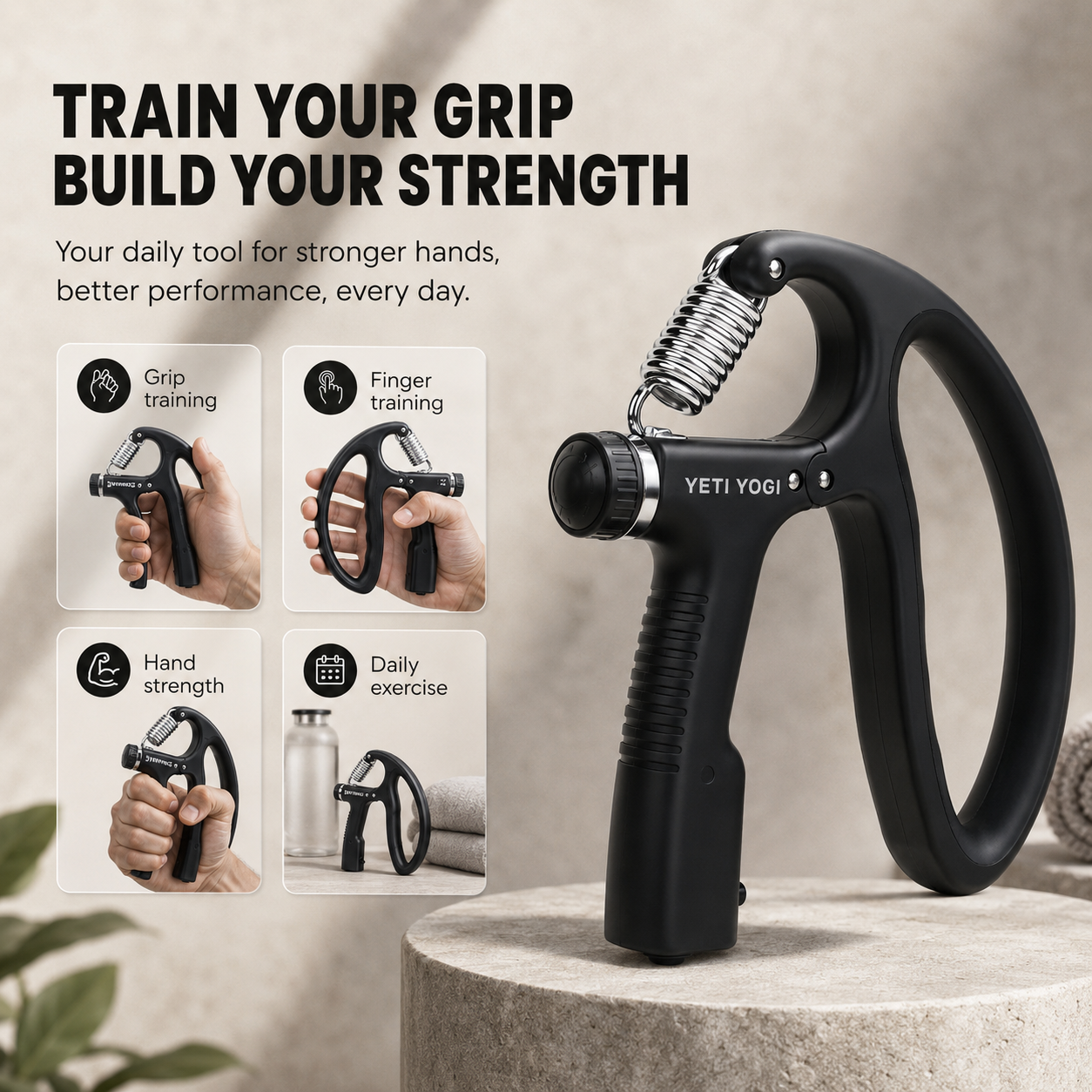 YETI YOGI Counter Hand Gripper Midnight Black Loop Grip grip training use cases