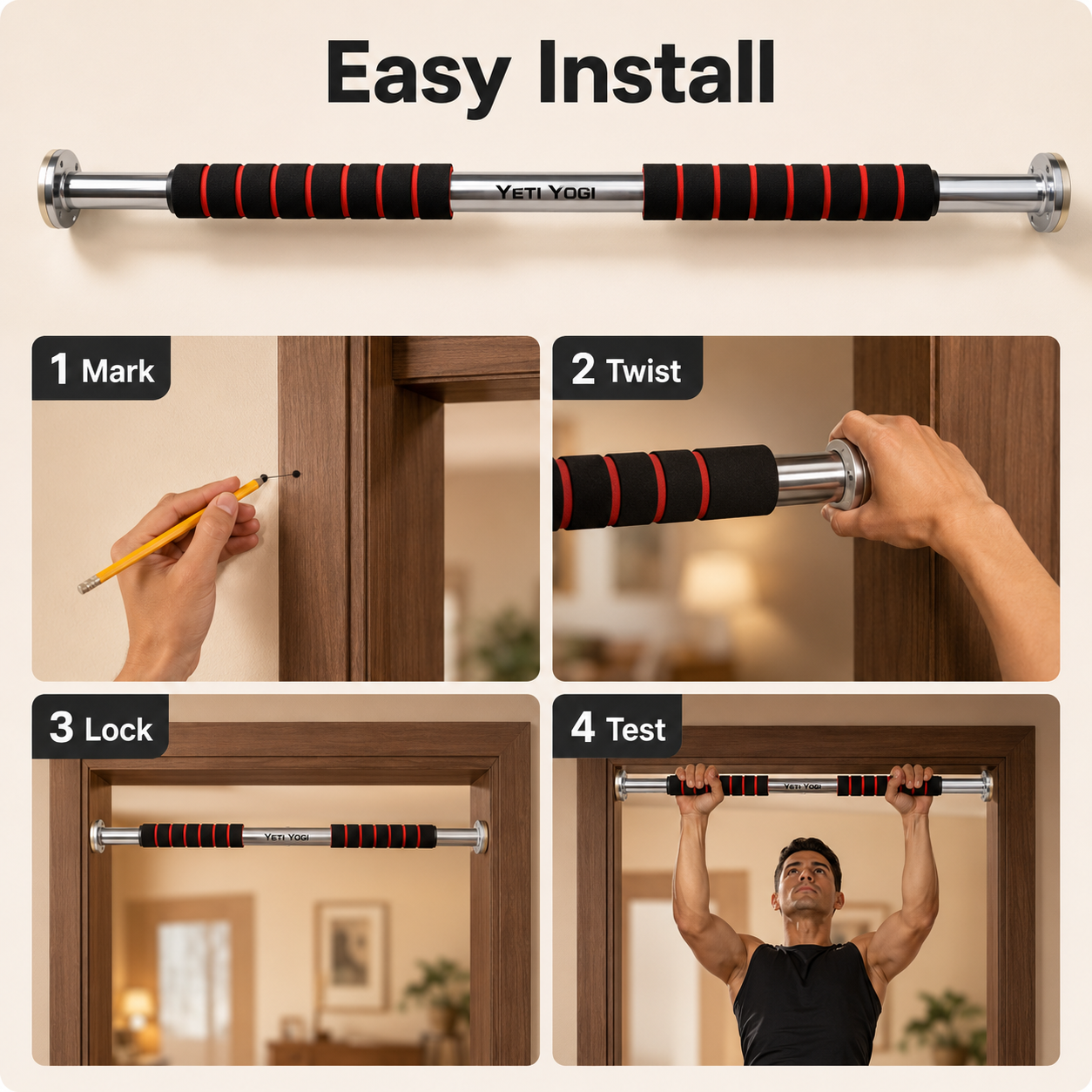 YETI YOGI Doorway Pull-Up Bar easy installation guide