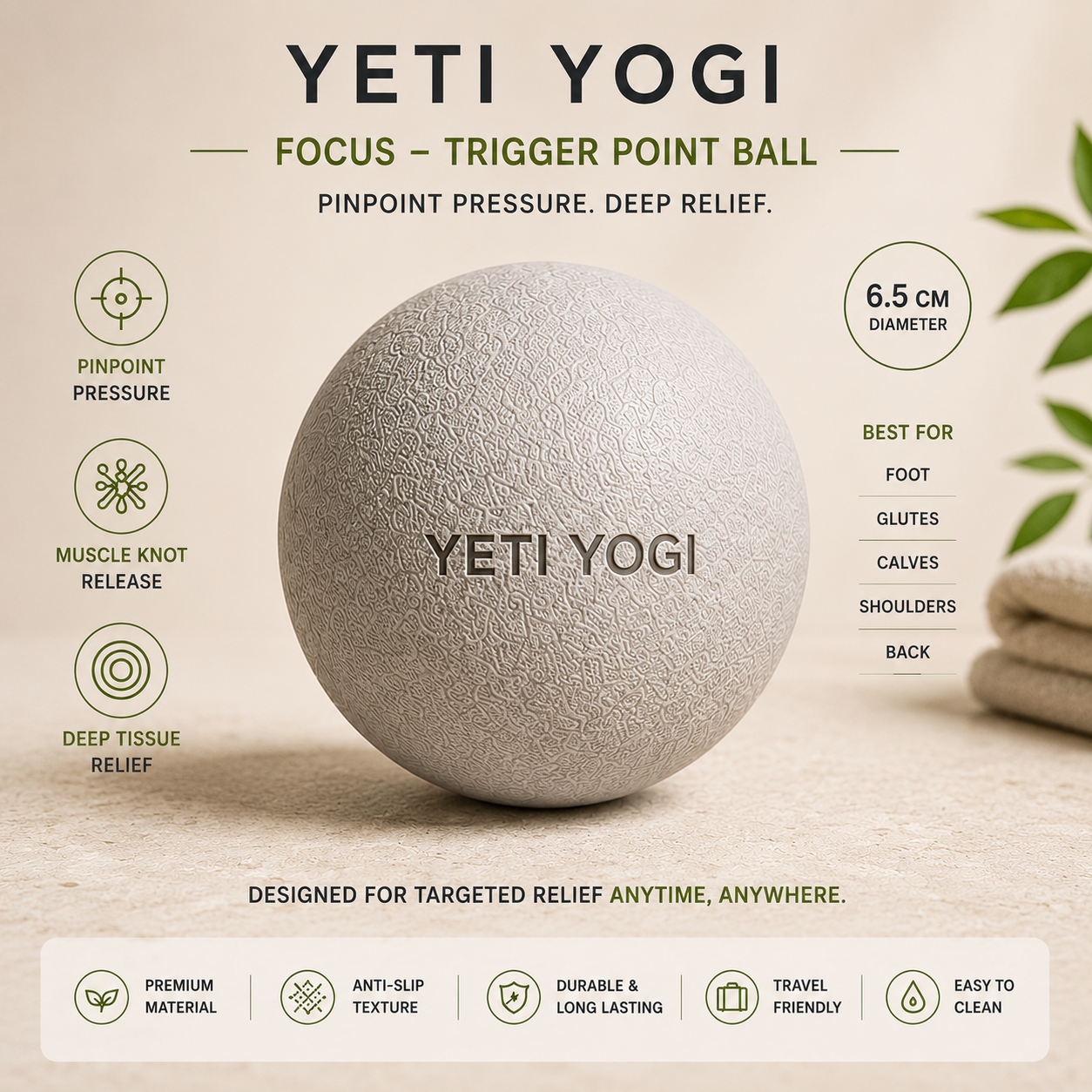 YETI YOGI Focus trigger point massage ball 6.5 cm