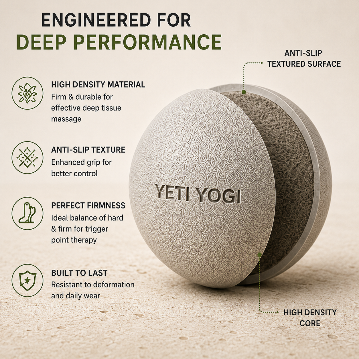 Focus trigger point ball high-density construction