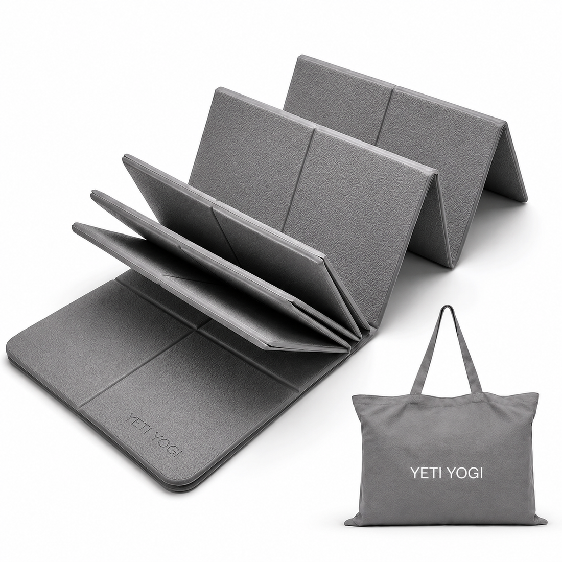YETI YOGI Foldable TPE Travel Yoga Mat – 5mm – Stone Grey