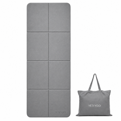 Foldable travel yoga mat with matching carry bag