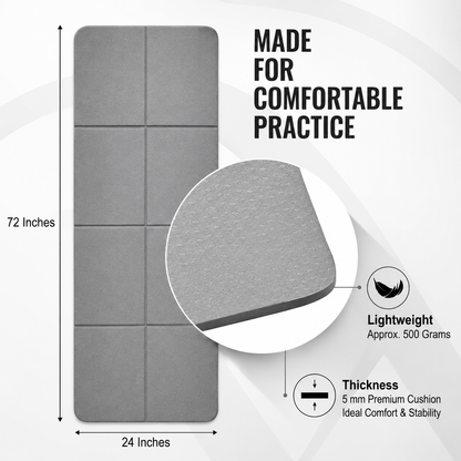 Foldable travel yoga mat dimensions and 5 mm thickness