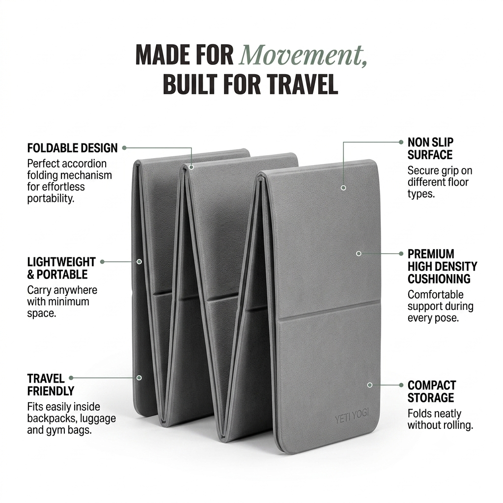 Foldable TPE travel yoga mat features