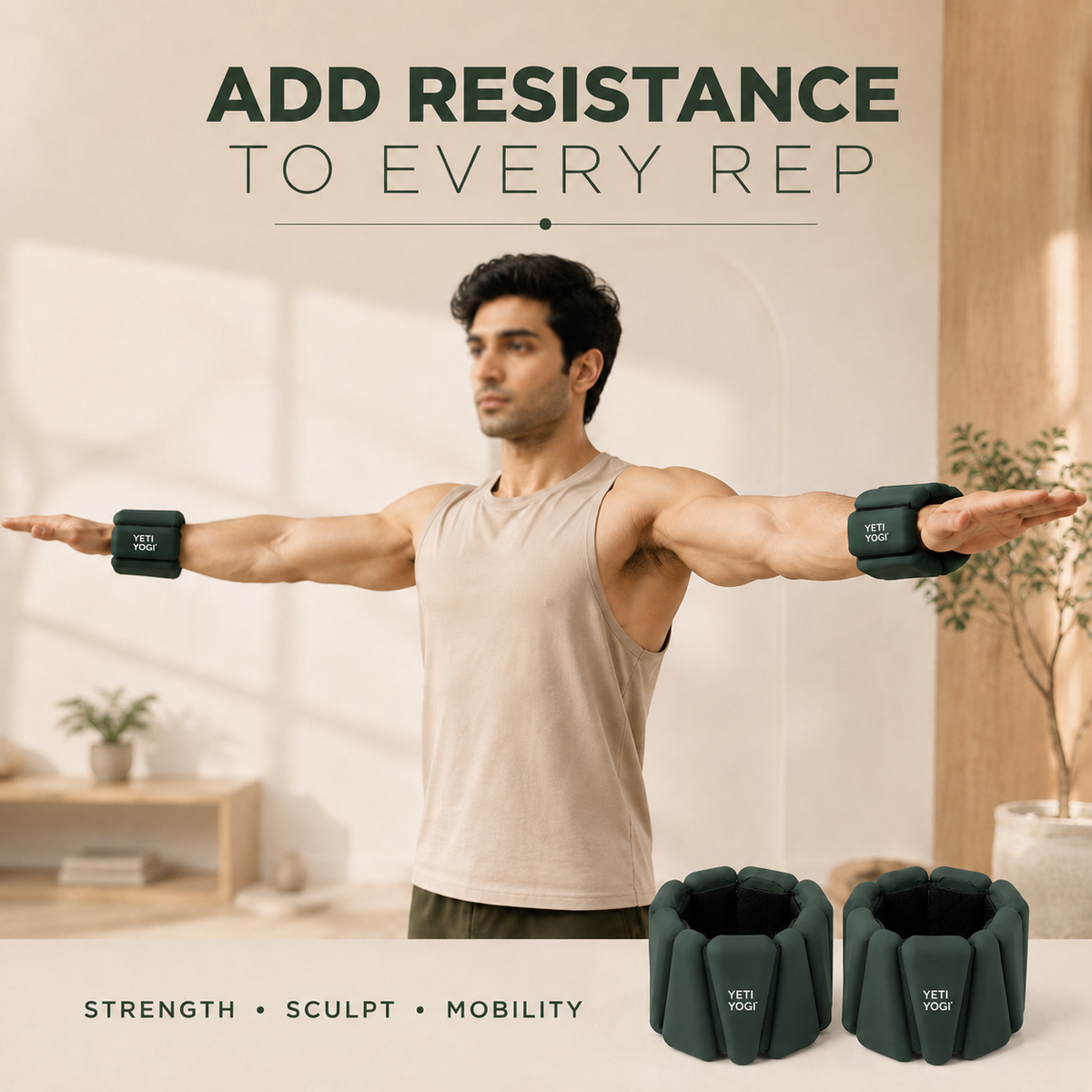 Forest Green wrist weights for upper-body strength training