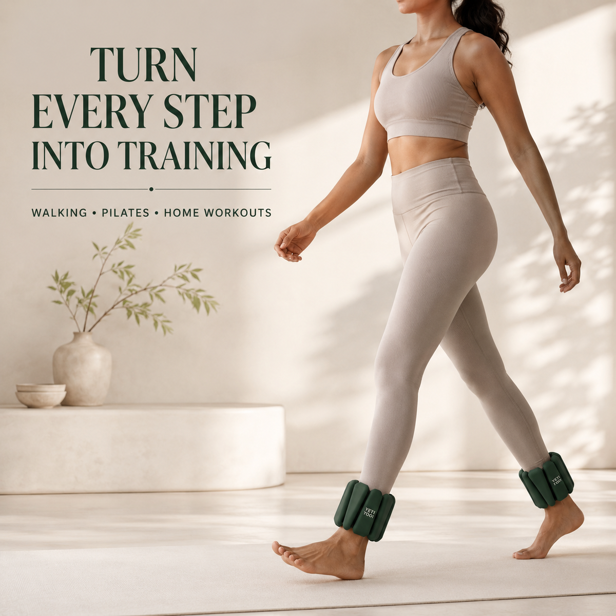 Forest Green ankle weights for walking and lower-body training