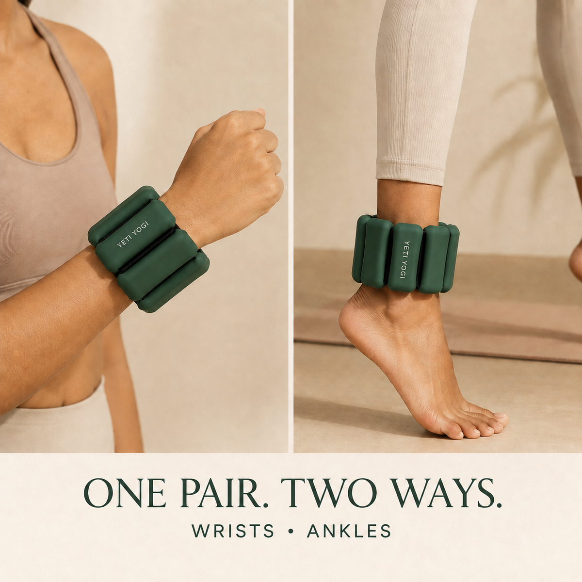 Forest Green ankle and wrist weights for wrist and ankle use