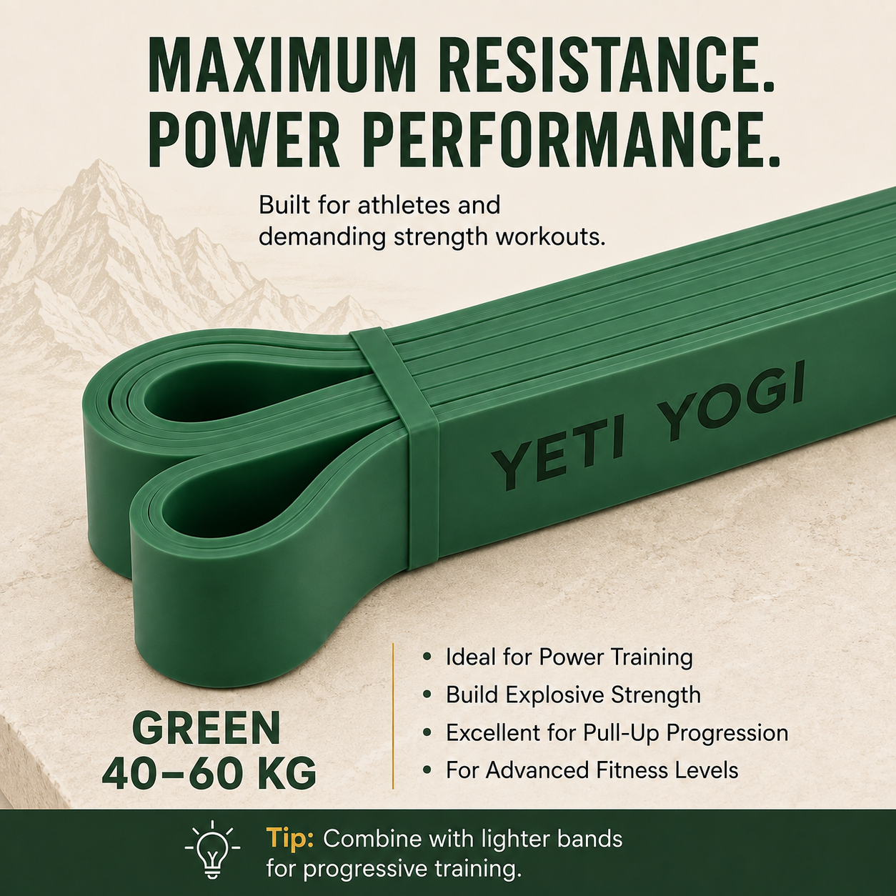 YETI YOGI Green resistance band infographic 2