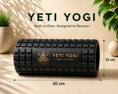 Deep Charcoal grid foam roller dimensions 30 by 12 cm