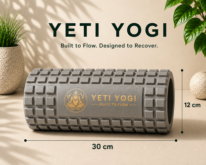 Stone Grey grid foam roller dimensions 30 by 12 cm