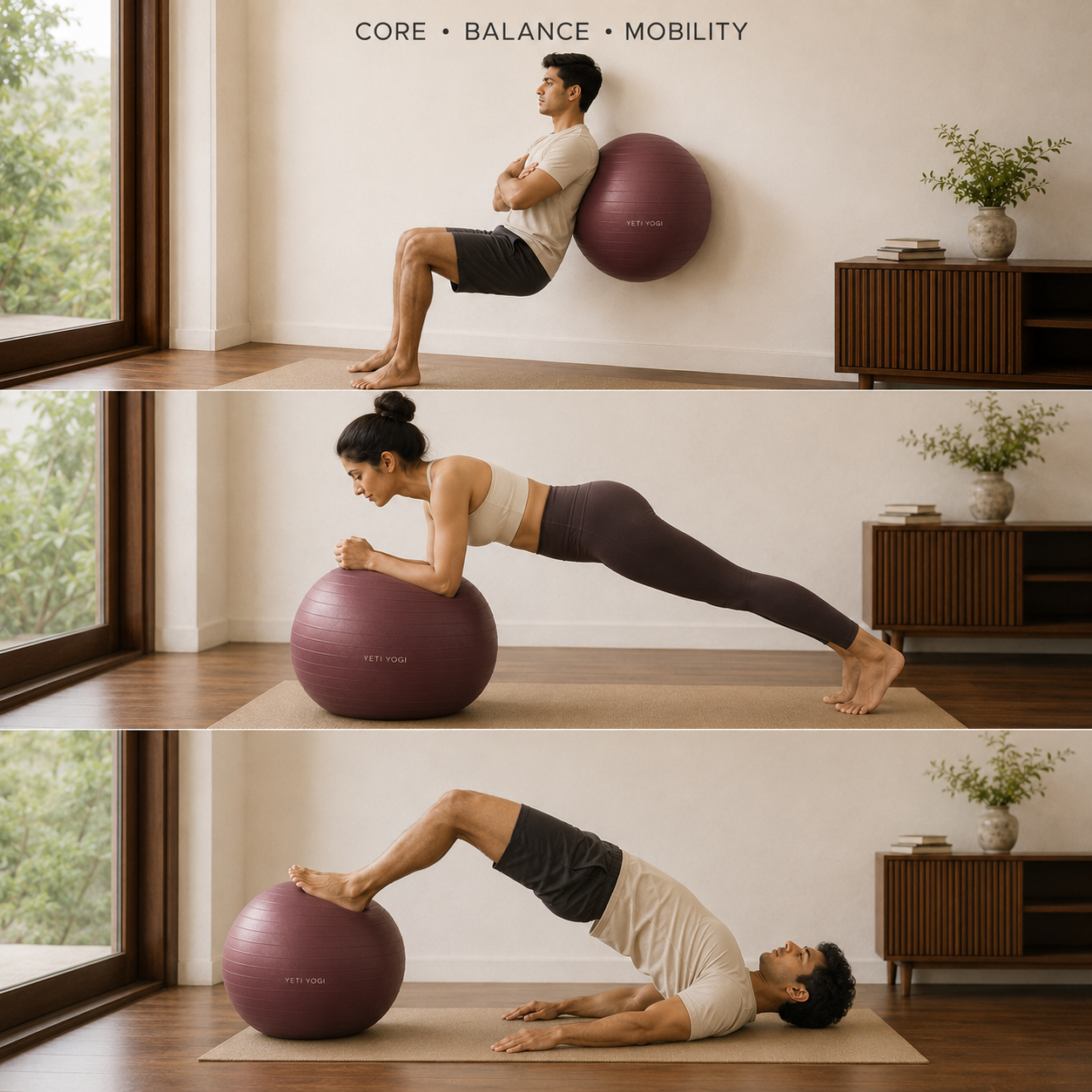 YETI YOGI 65 cm Gym Ball Rosewood Mauve – image 6