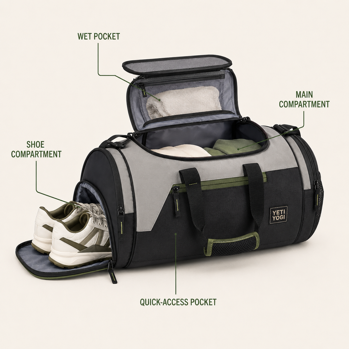 YETI YOGI 29L Gym and Travel Duffel Bag in Stone Grey - image 2
