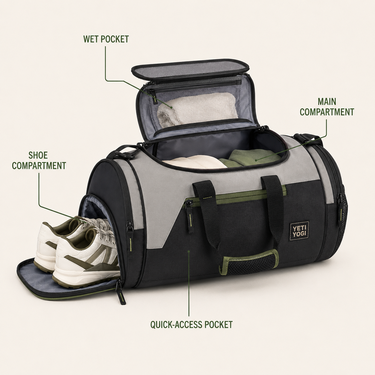YETI YOGI 29L Gym and Travel Duffel Bag in Stone Grey - image 2
