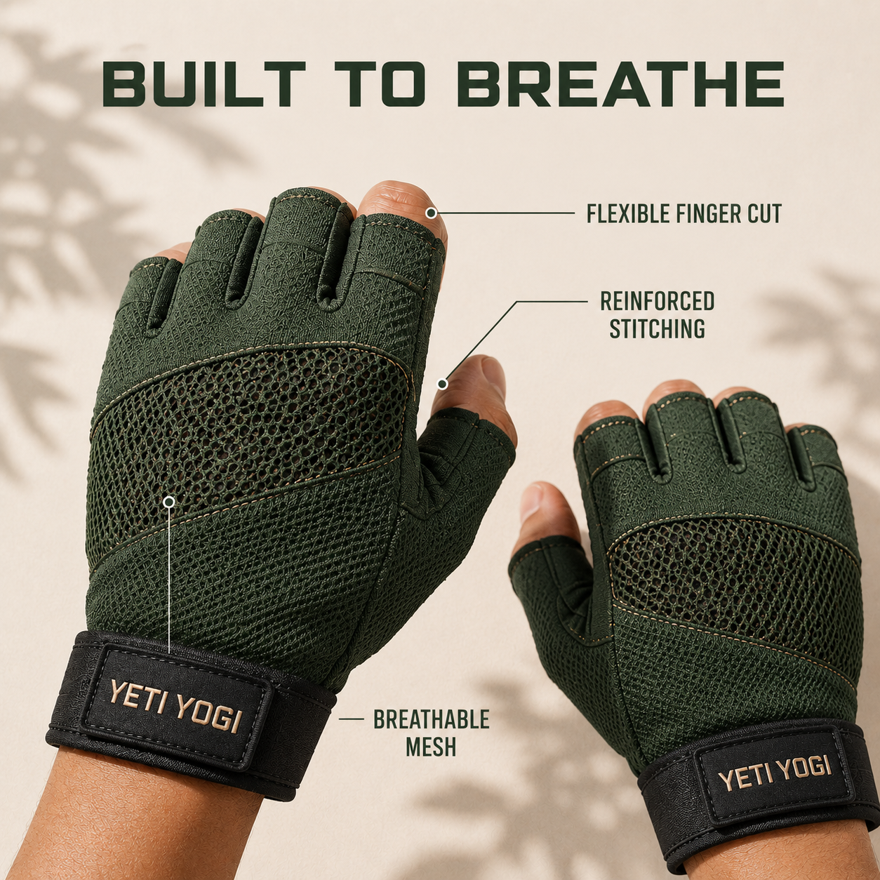 YETI YOGI Unisex Gym Gloves in Forest Green - image 3