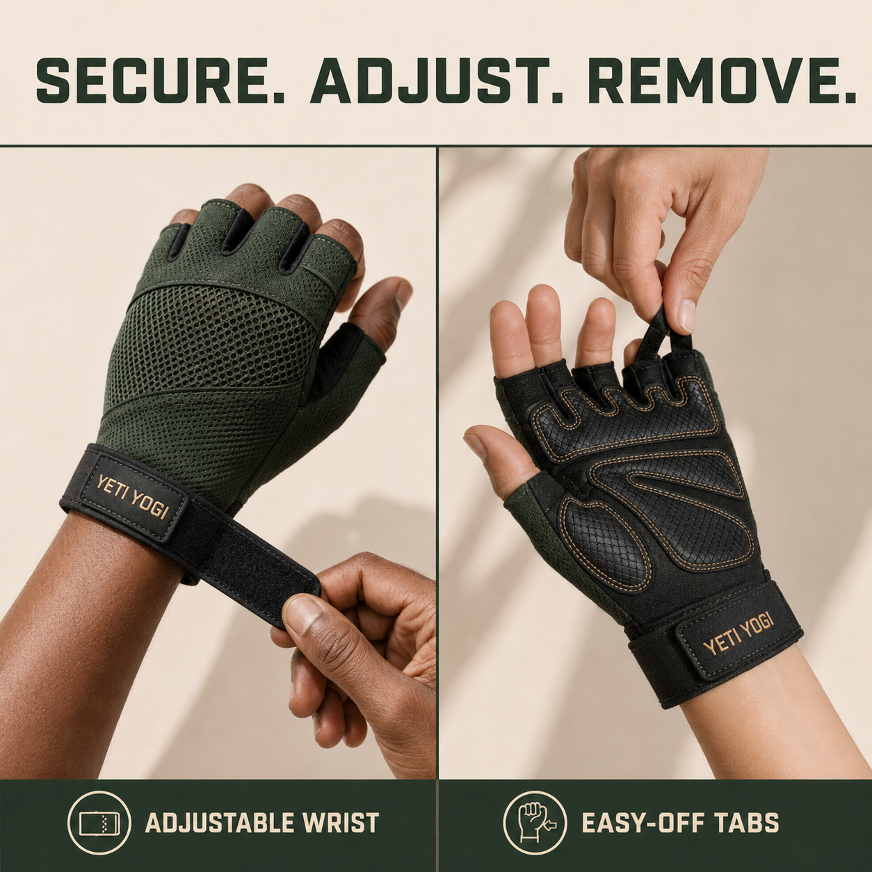 YETI YOGI Unisex Gym Gloves in Forest Green - image 4