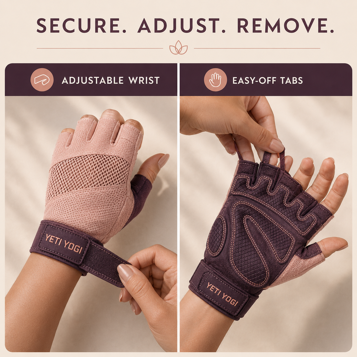 YETI YOGI Women’s Gym Gloves in Himalayan Blush - image 4
