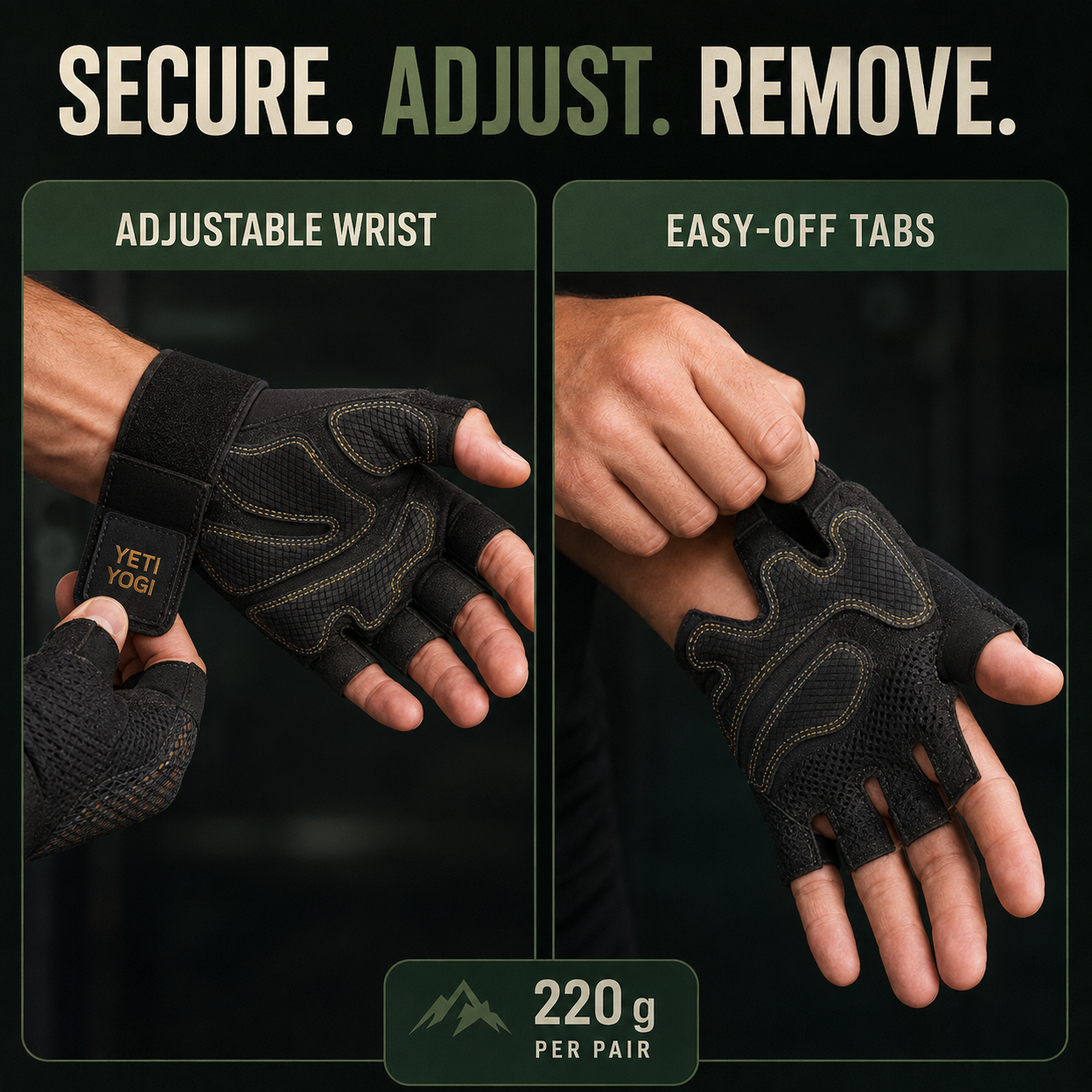 YETI YOGI Men’s Gym Gloves in Performance Black - image 4