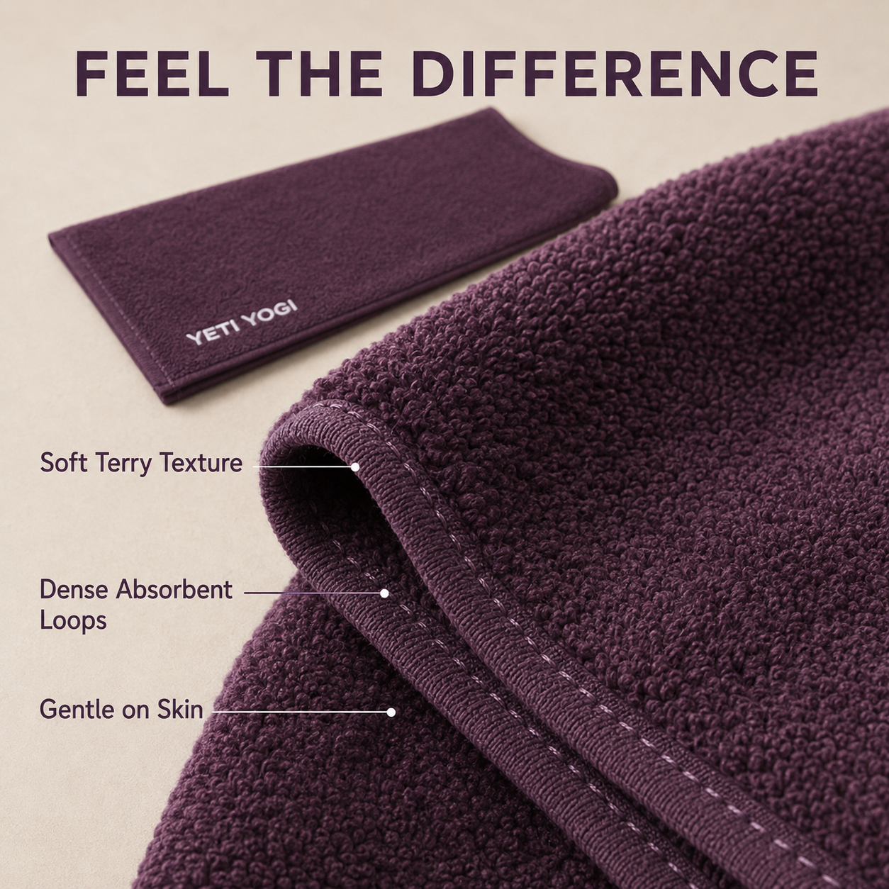 Aubergine gym towel soft terry texture