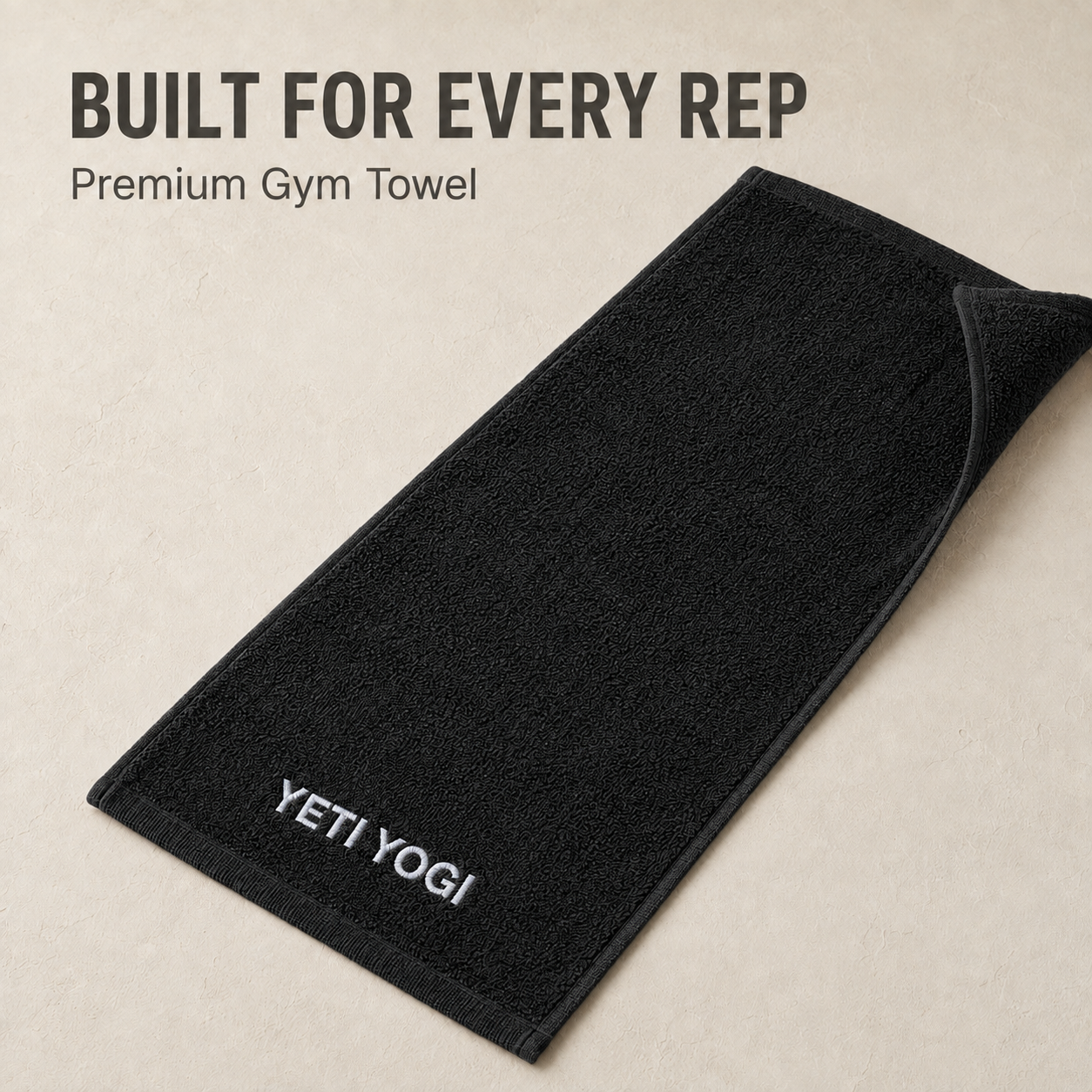 YETI YOGI premium gym towel in Black