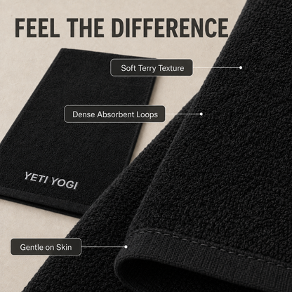 Black gym towel soft terry texture