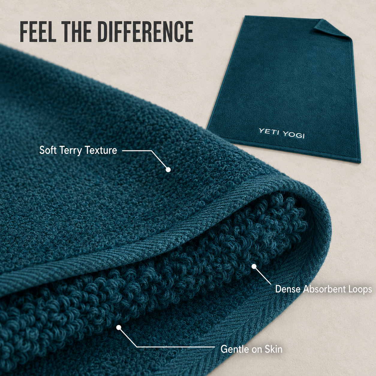 Blue gym towel soft terry texture