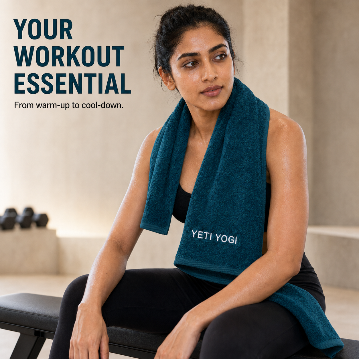 Blue gym towel for gym training