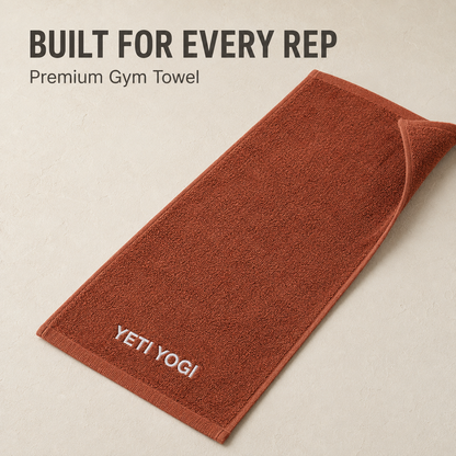 YETI YOGI premium gym towel in Burnt Sienna
