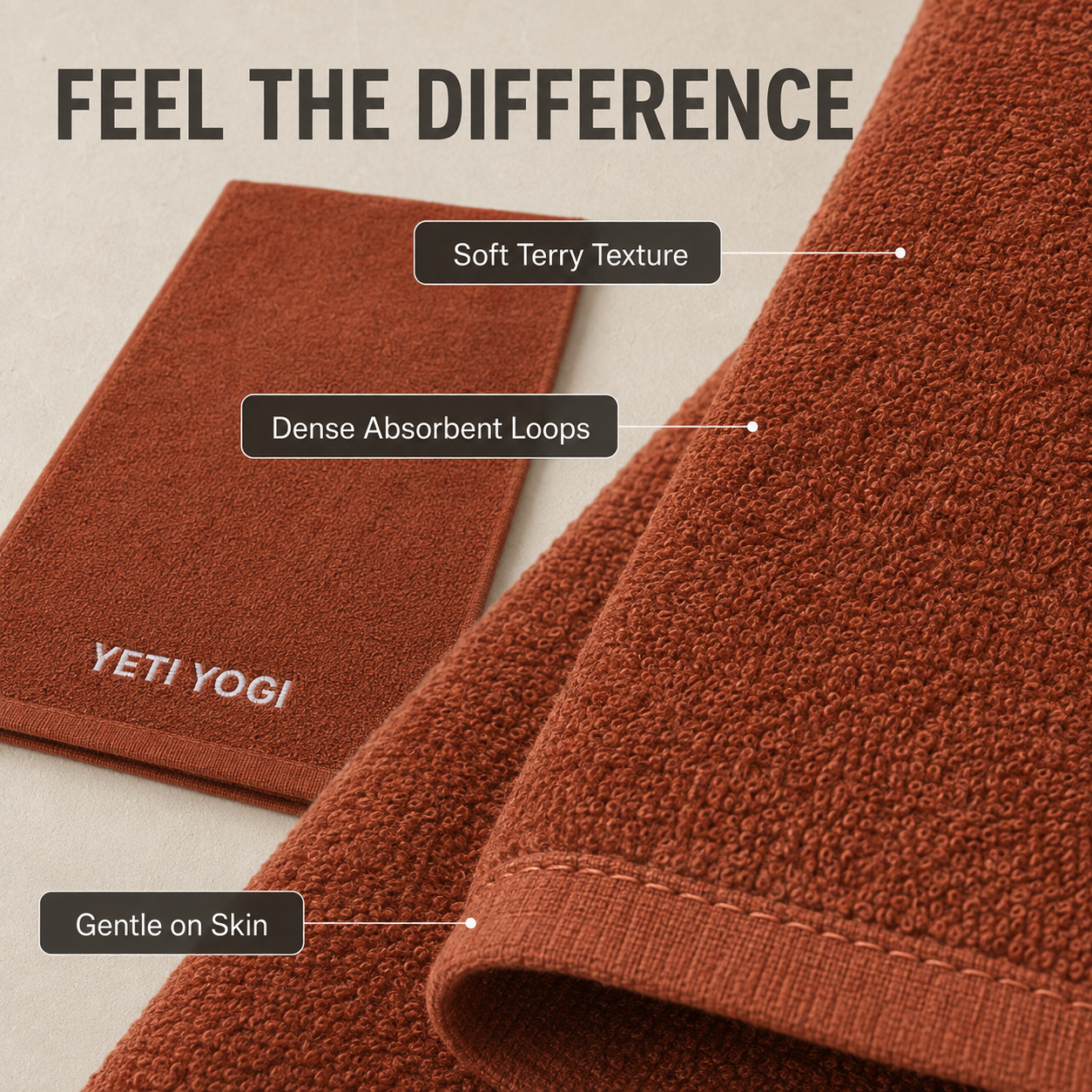 Burnt Sienna gym towel soft terry texture