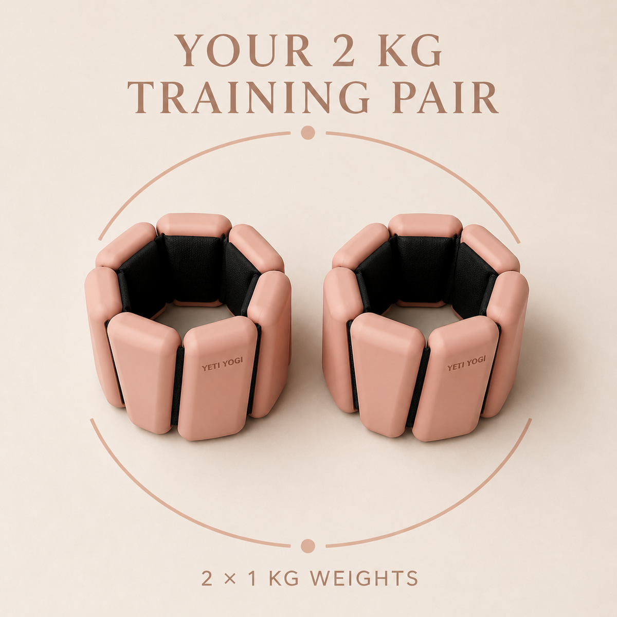 Himalayan Blush ankle and wrist weights pair, 1 kg each and 2 kg total