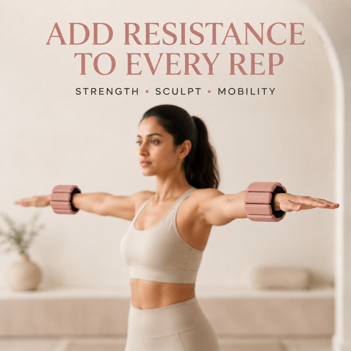 Himalayan Blush wrist weights for upper-body strength training