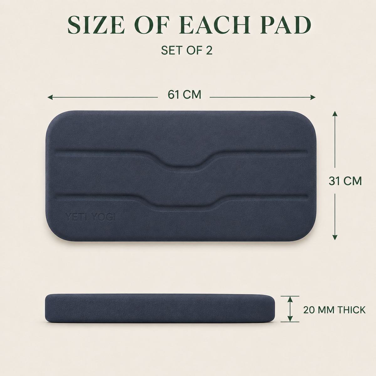 YETI YOGI Midnight Navy Joint Comfort Pads - size of each pad 61 x 31 cm, 20 mm thick