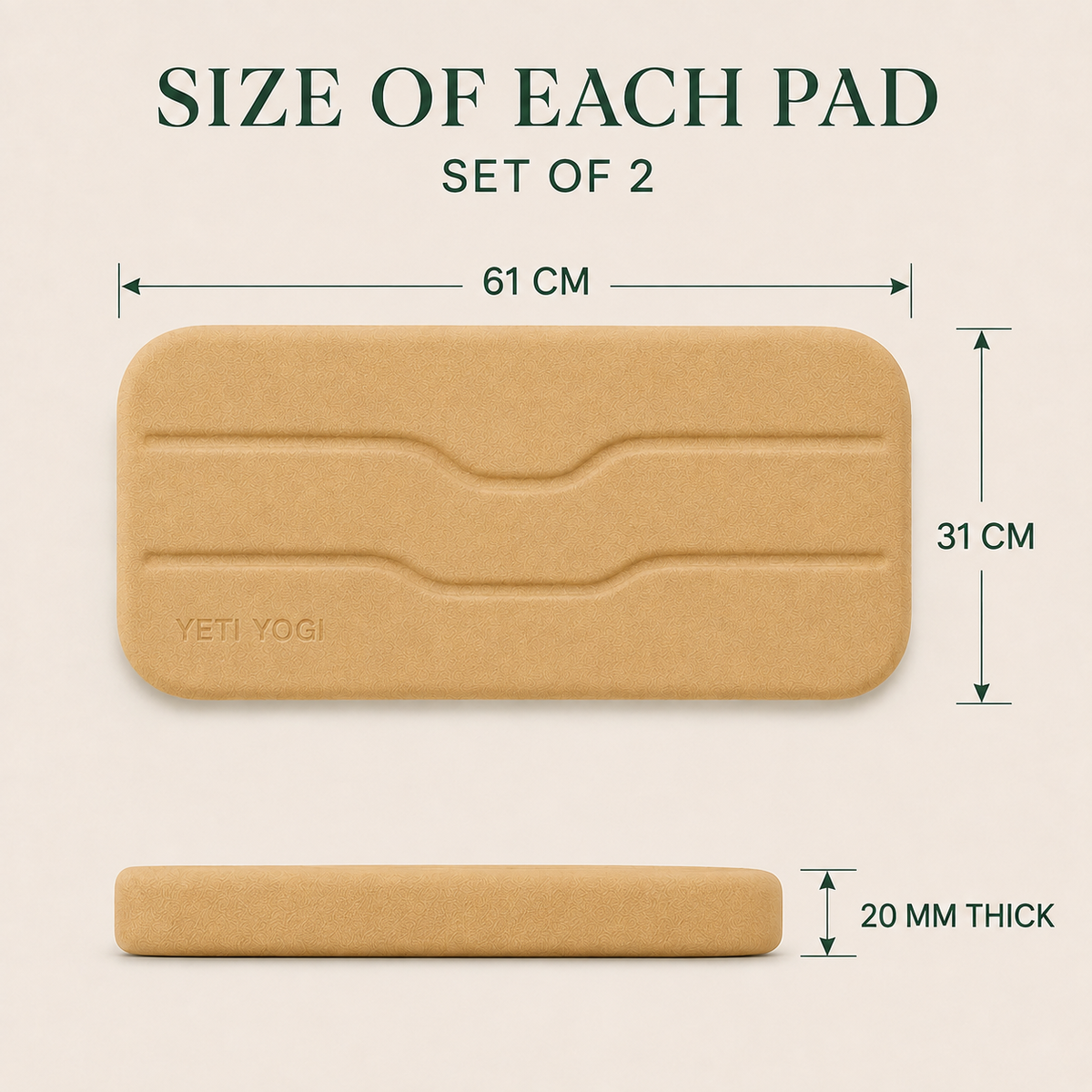 YETI YOGI Sunlit Sand Joint Comfort Pads - size of each pad 61 x 31 cm, 20 mm thick