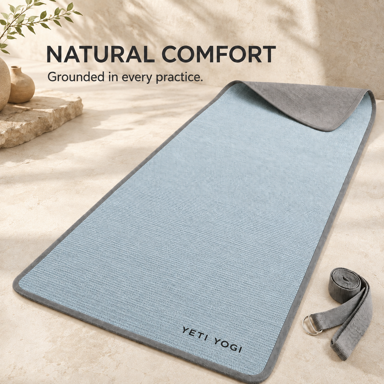 YETI YOGI Glacier Blue natural jute yoga mat