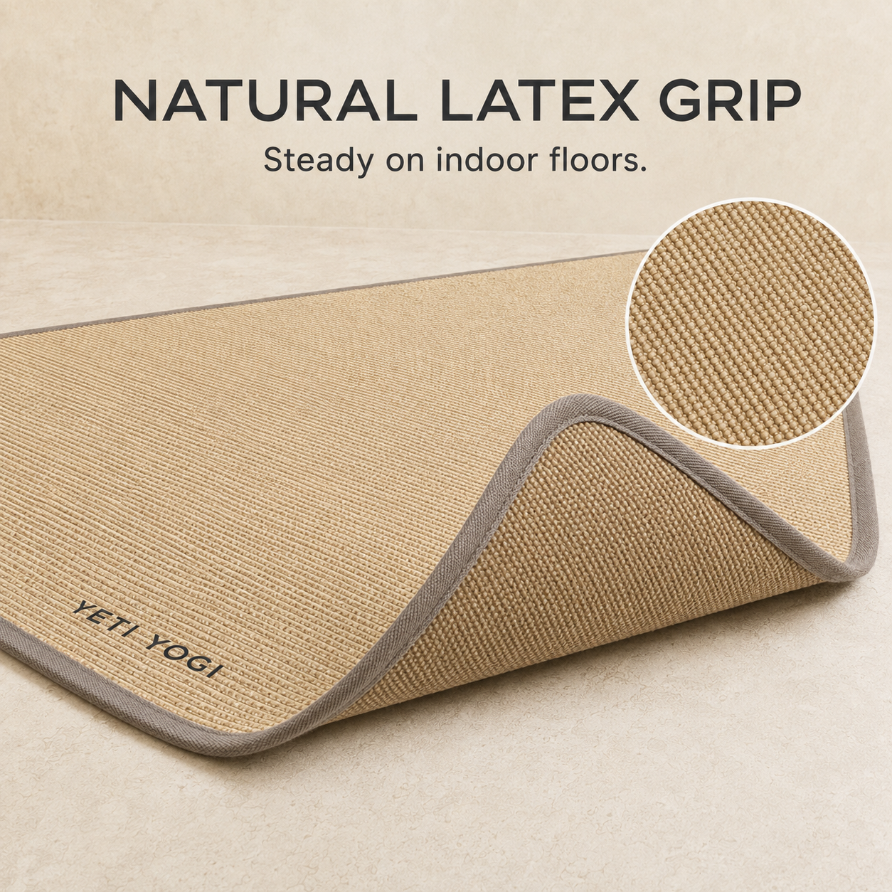 Natural Oat jute yoga mat with natural latex grip base