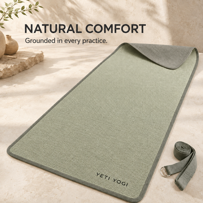 YETI YOGI Sage Mist natural jute yoga mat