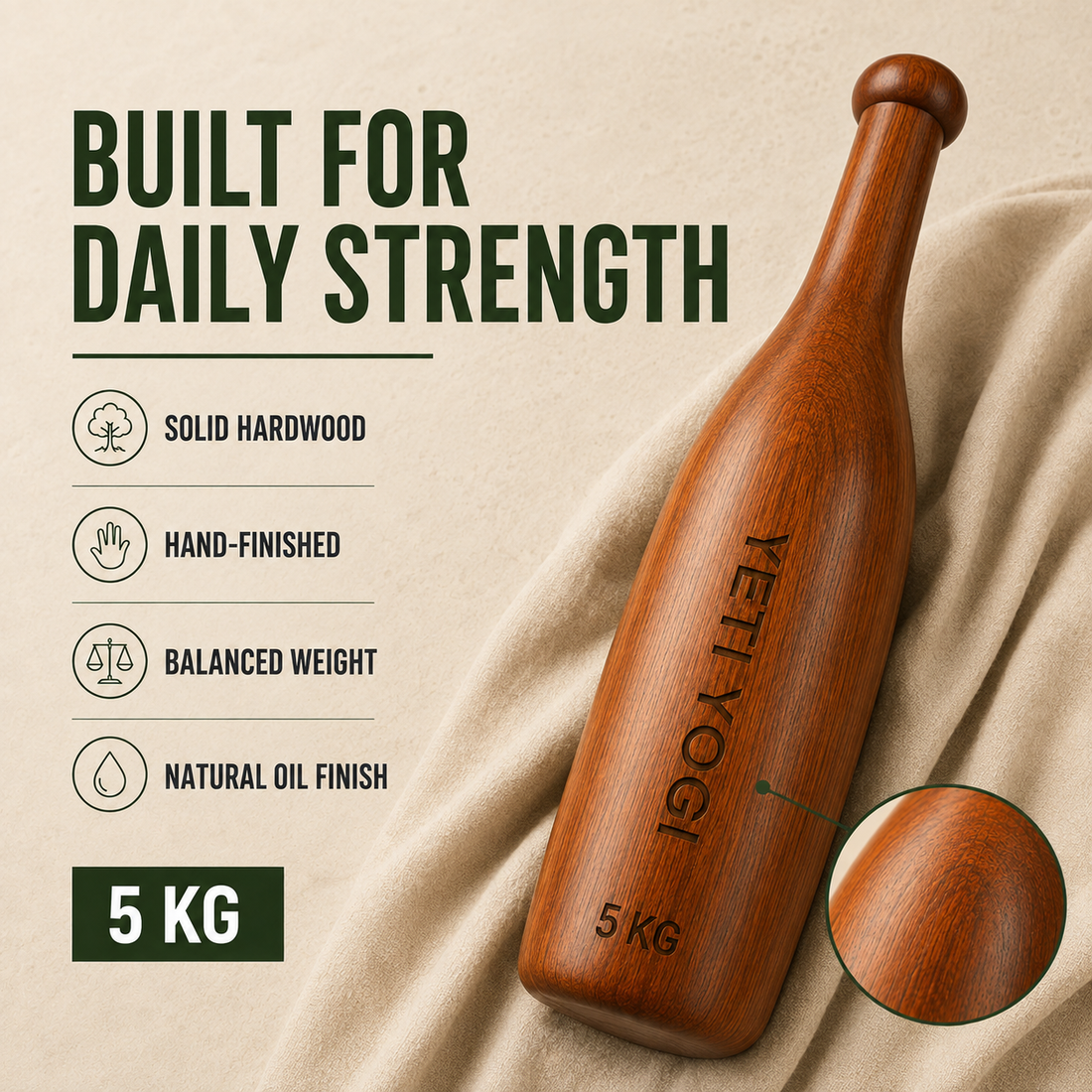 YETI YOGI 5 kg solid hardwood Mudgar