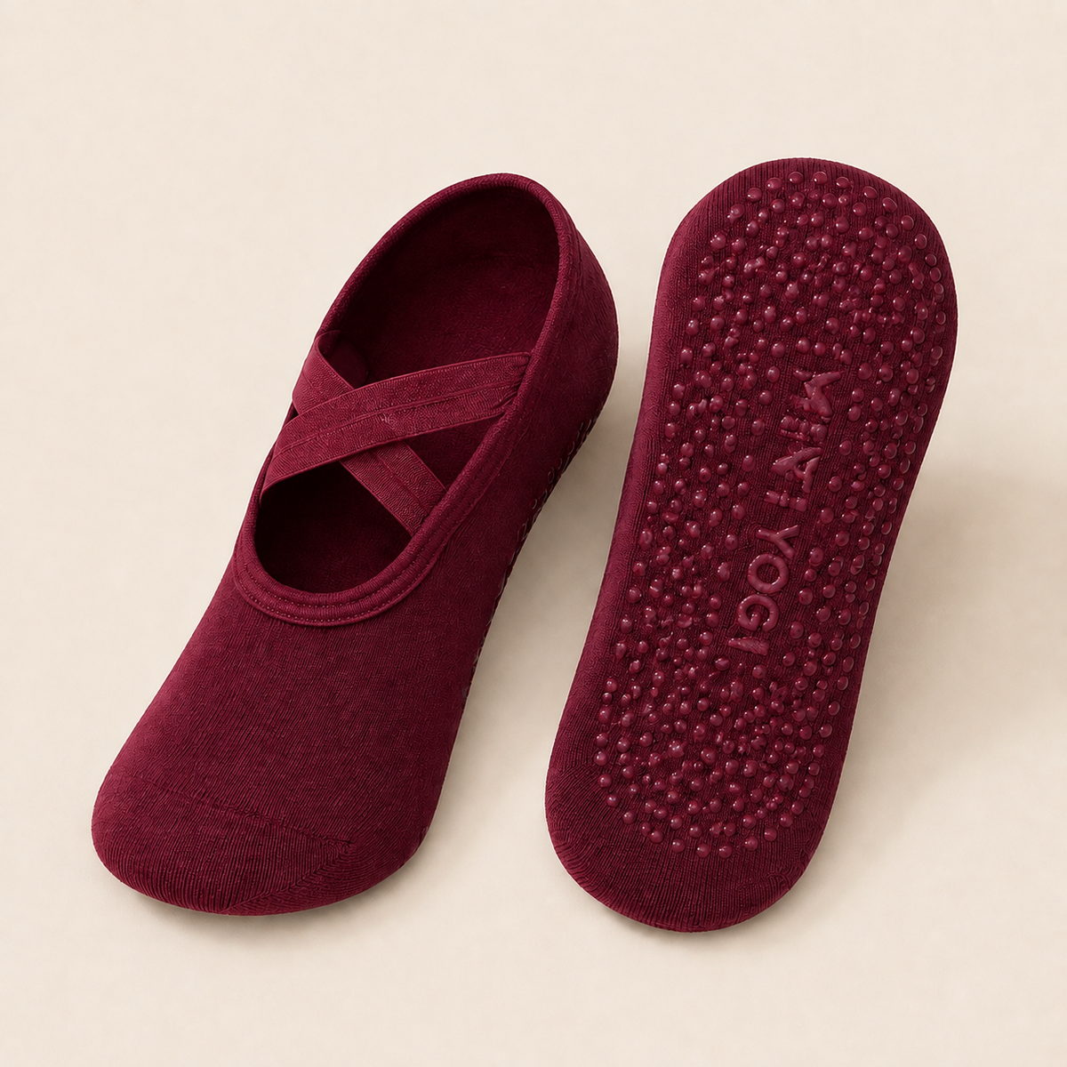 YETI YOGI Berry Wine Pilates grip socks - image 1 of 6