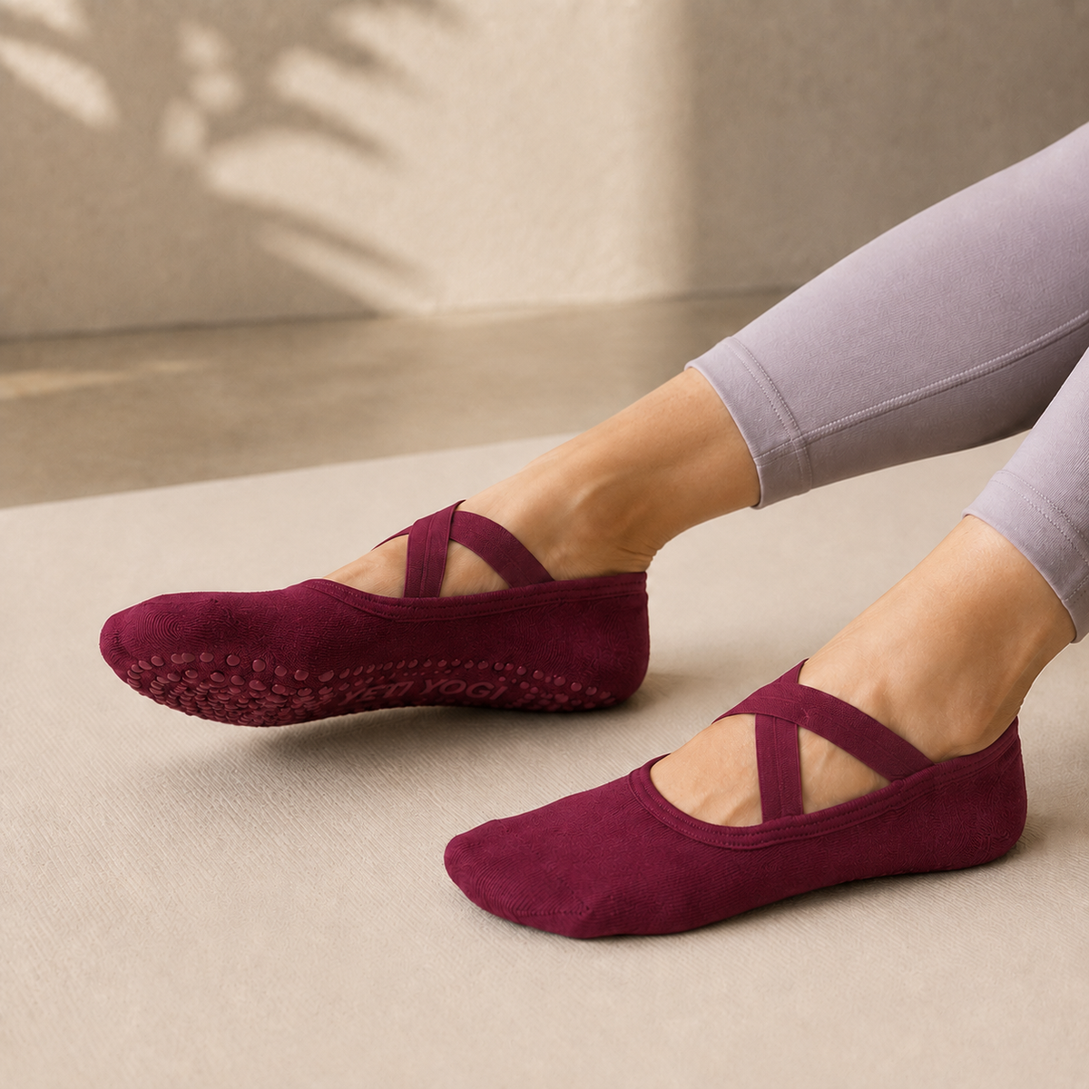 YETI YOGI Berry Wine Pilates grip socks - image 4 of 6