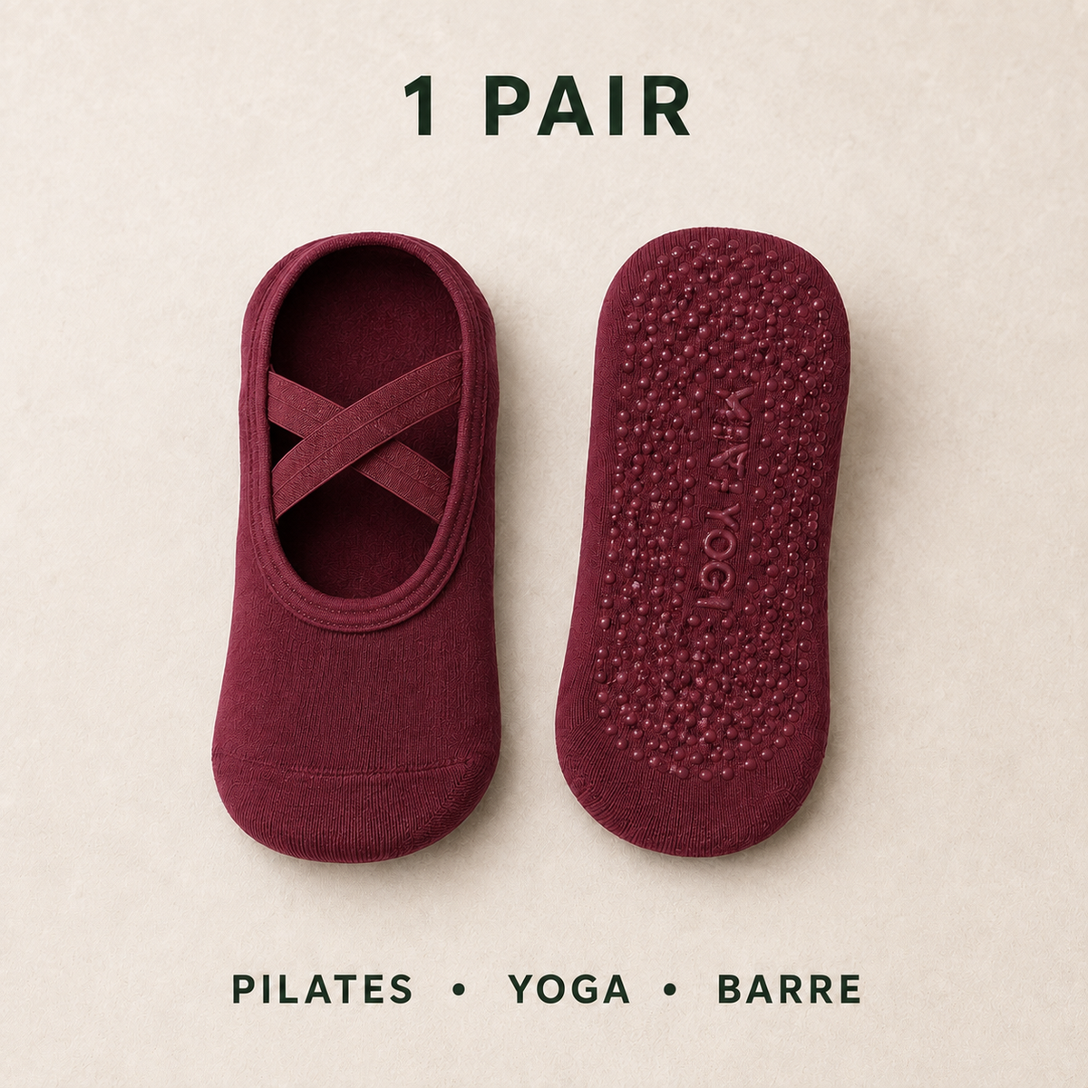 YETI YOGI Berry Wine Pilates grip socks - image 6 of 6