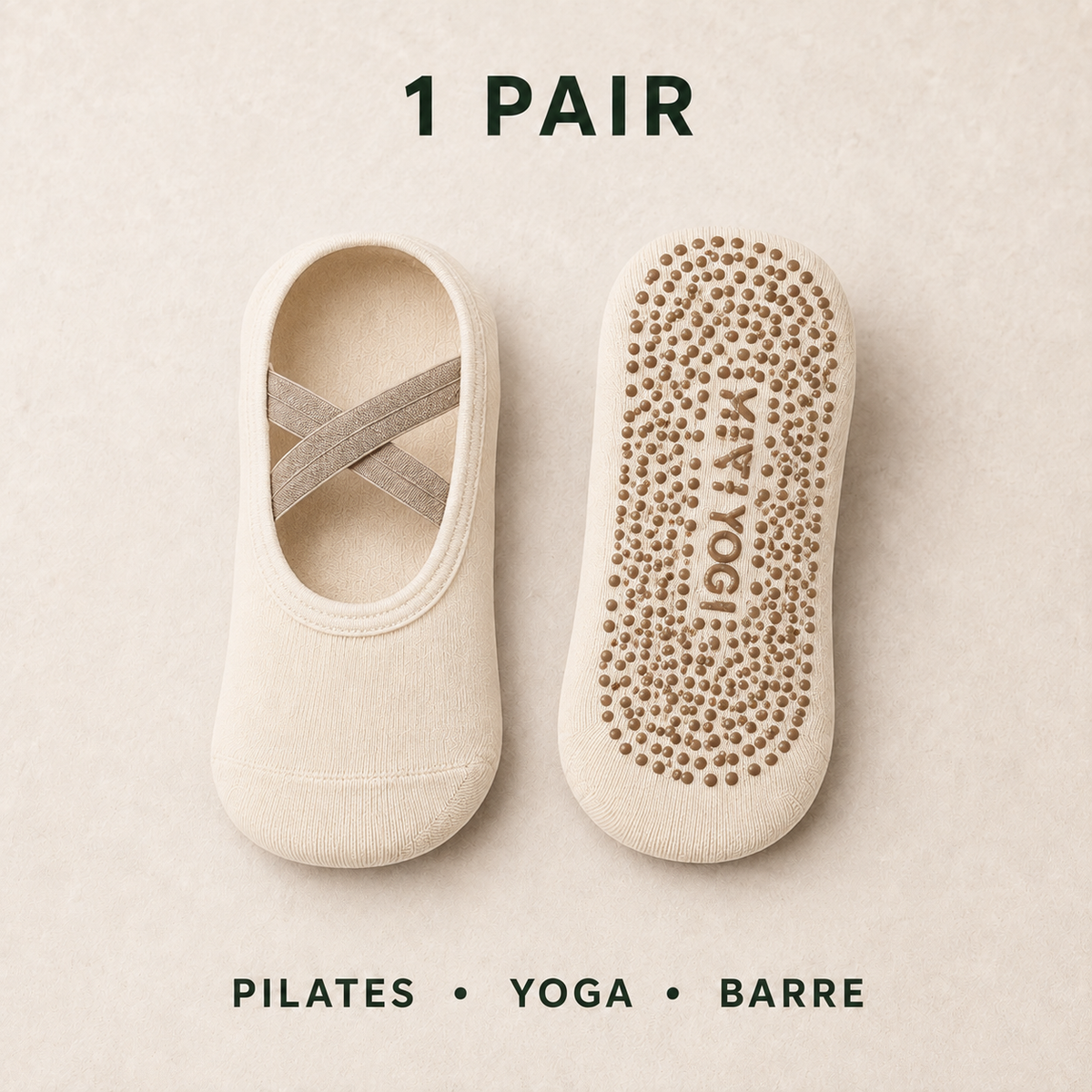 YETI YOGI Oat Cream Pilates grip socks - image 6 of 6