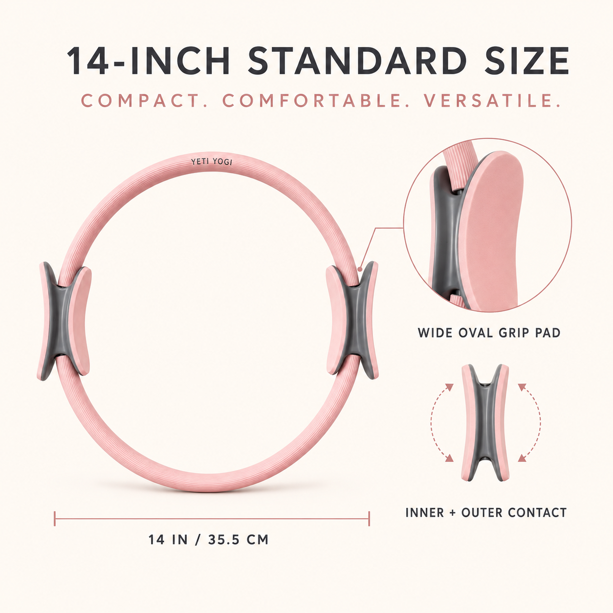 Himalayan Blush 14-inch Pilates Ring and grip pads