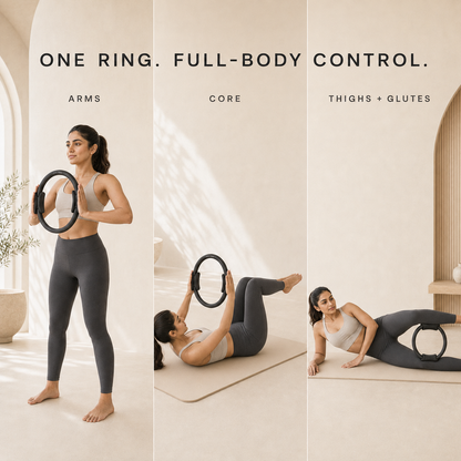 Midnight Black Pilates Ring full-body exercise examples