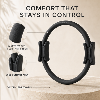 Midnight Black Pilates Ring cushioned dual-sided grip pads