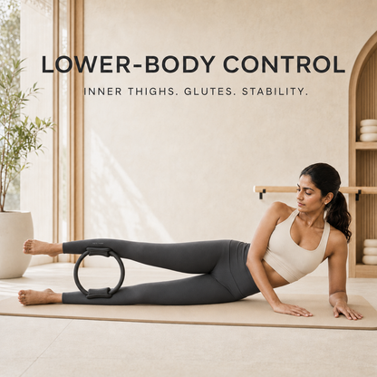 Midnight Black Pilates Ring lower-body exercise