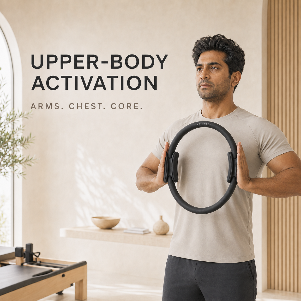 Midnight Black Pilates Ring upper-body exercise