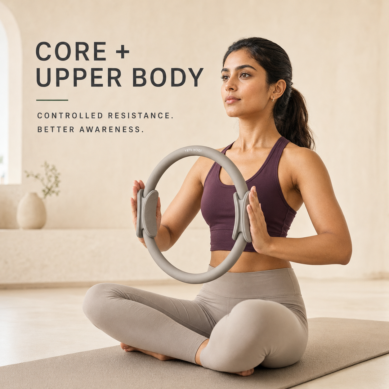 Stone Grey Pilates Ring core and upper-body exercise